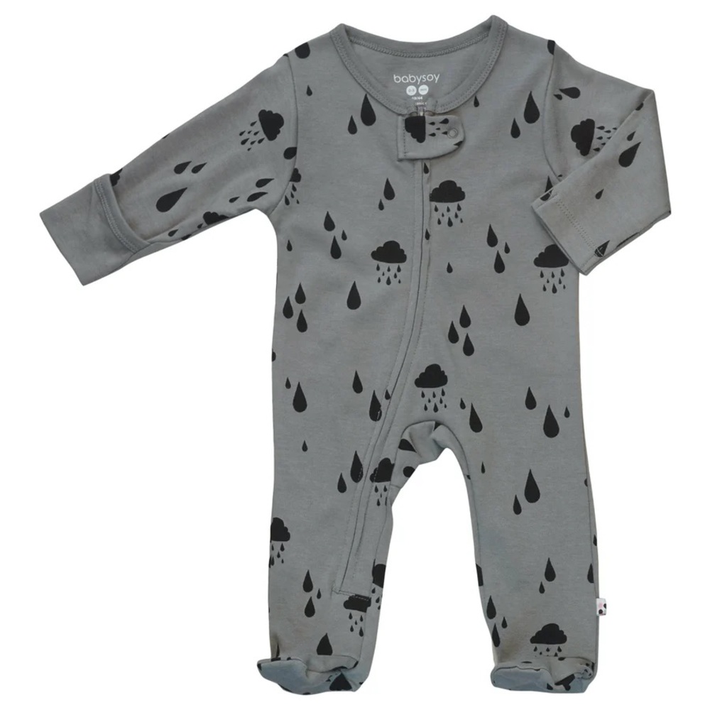 Rain Cloud Grey Thunder Zipper Footie Sleeper Pajamas